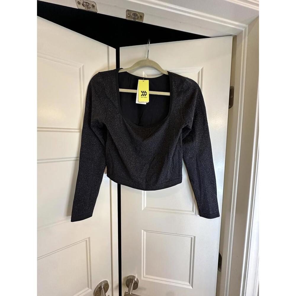 NWT All In Motion Cropped Top Size XL Stretch Long Sleeve Shimmer